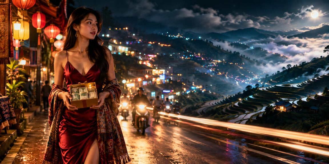 Khung cảnh đặt cược thể thao tại chợ đêm Sapa